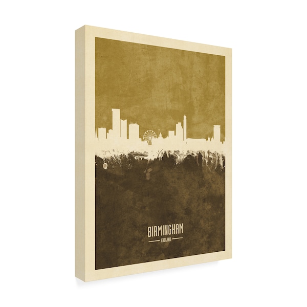 Michael Tompsett 'Birmingham England Skyline Brown' Canvas Art,35x47